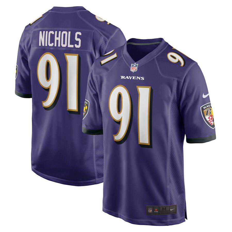 Men Baltimore Ravens #91 Rayshad Nichols Nike Purple Game Player NFL Jersey